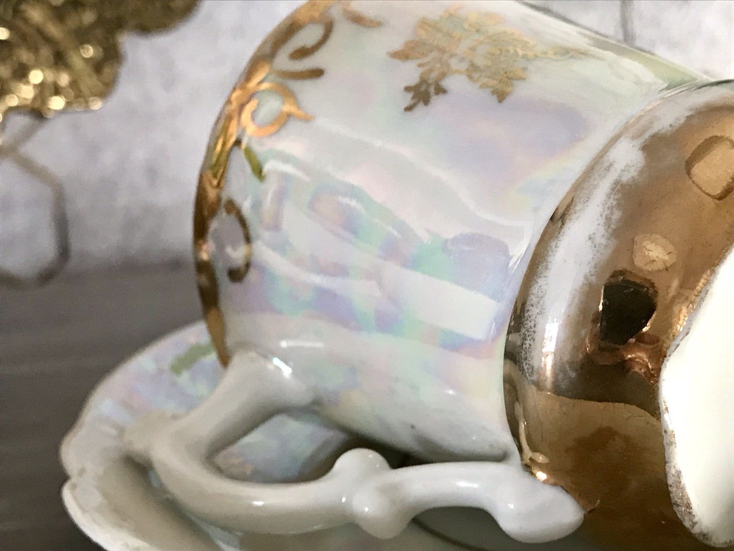 Antik Porzellan Andenken Becher Gedeck Sammeltasse Tasse Geburtstag Kind