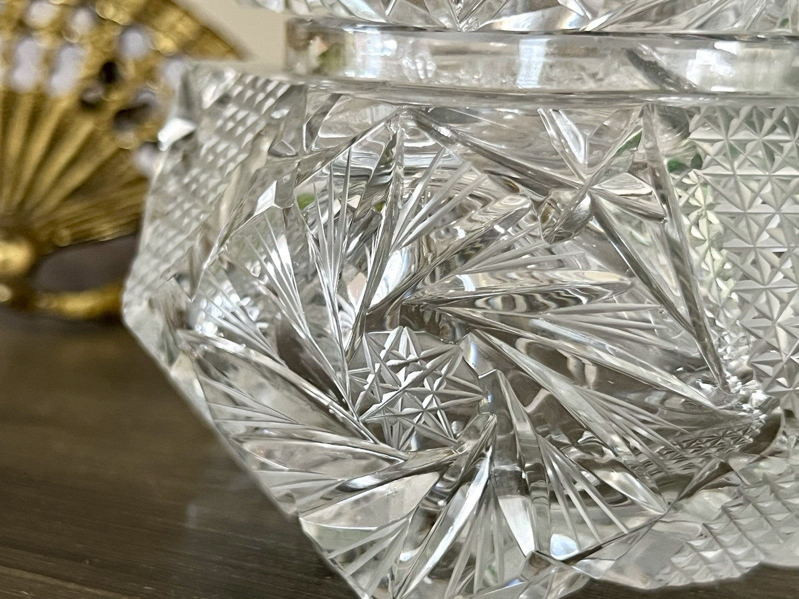 Antik Vintage Art Deco EDEL Glasdose Deckeldose Schatulle Kristallglas Schliff