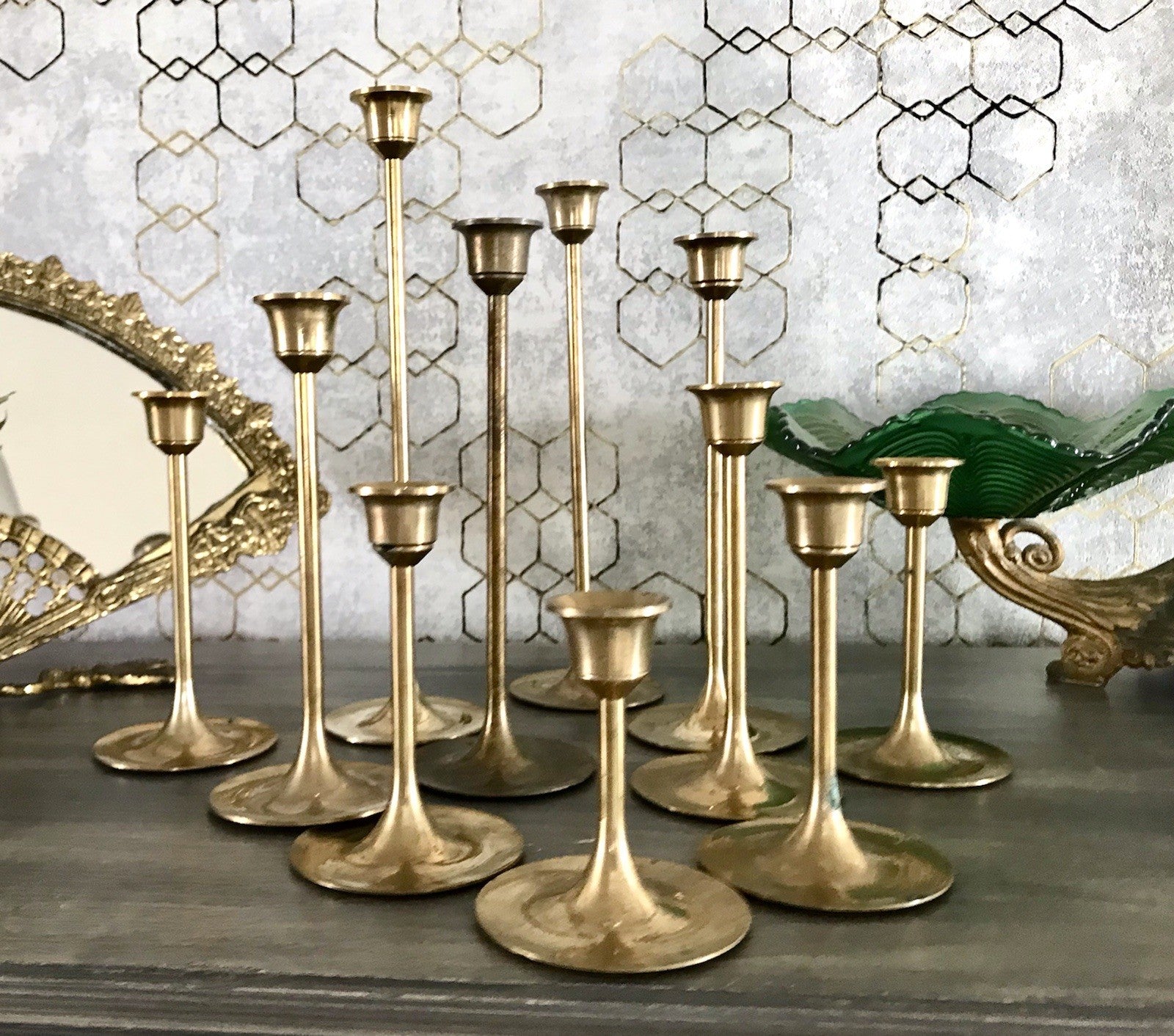 Vintage Alt 11 Kerzenständer Kerzenhalter Messing Leuchter Tulpen 6 Größen