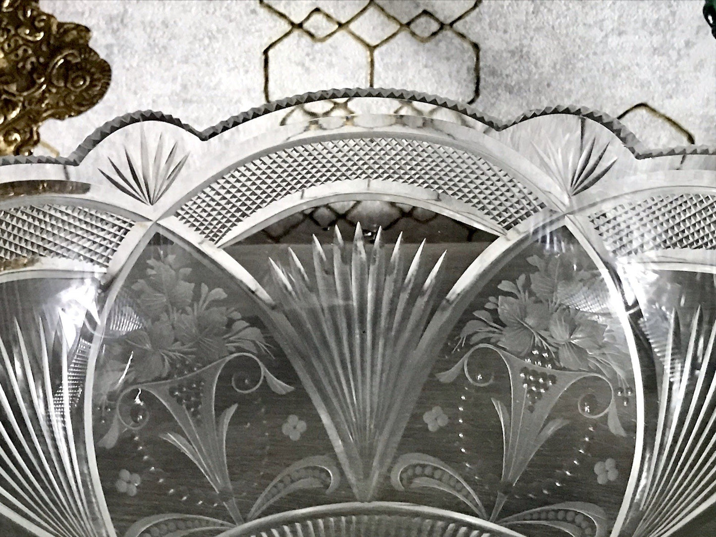 Antik Jugendstil SEHR EDEL Glasschale Schale Kristallglas Glas Schliff geätzt?