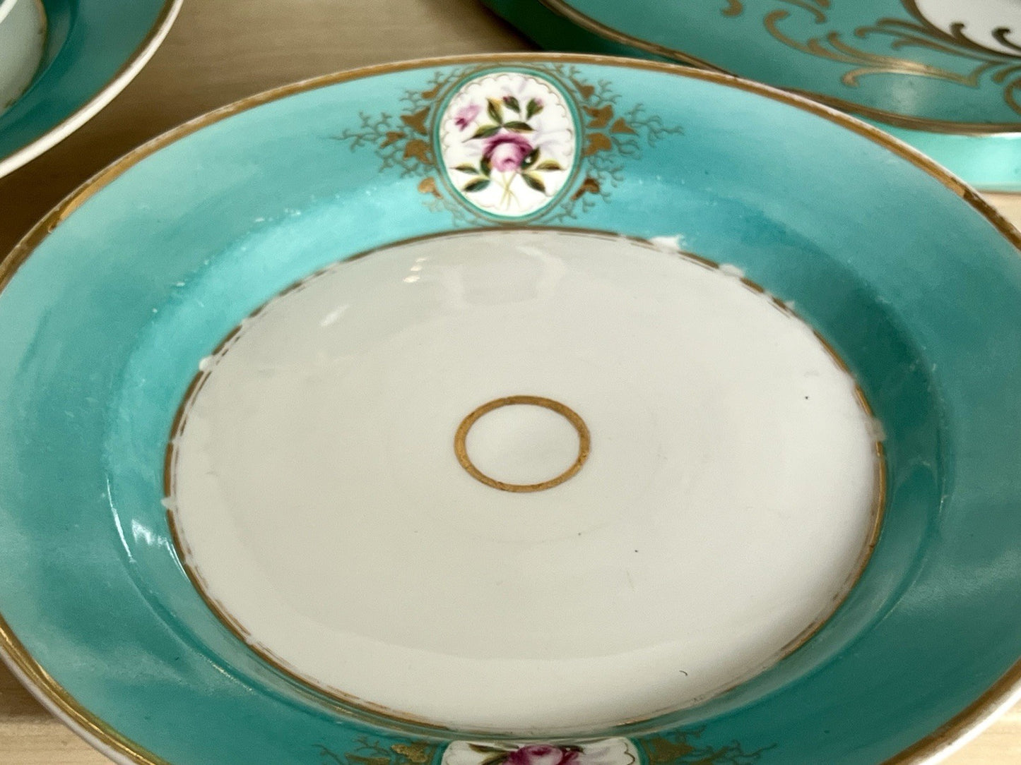 Antik 1870-1900 Porzellan Kaffeeservice 6 Pers. Carl Tielsch Altwasser türkis