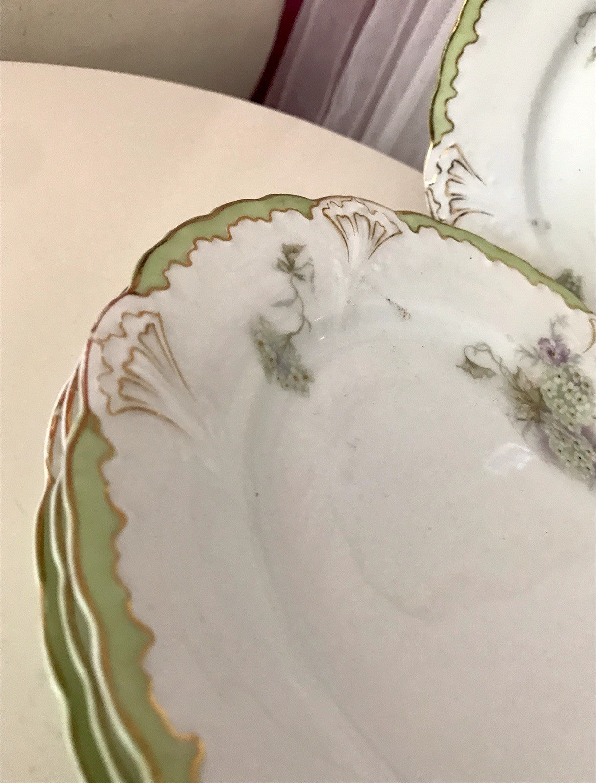 Antik 4 Dessert Kuchen Teller Jugendstil Blumen Muster Jäger&Co Kuchenteller