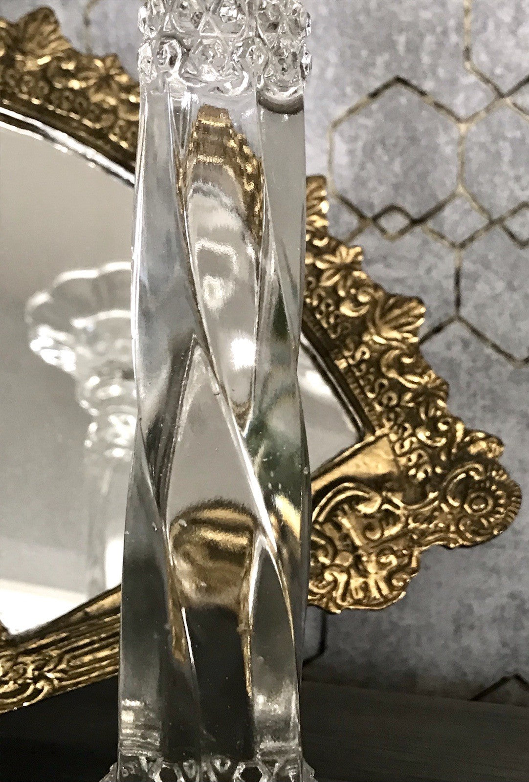 Antik Art Déco 2x Kerzenleuchter Leuchter Kerzenständer Pressglas Glas