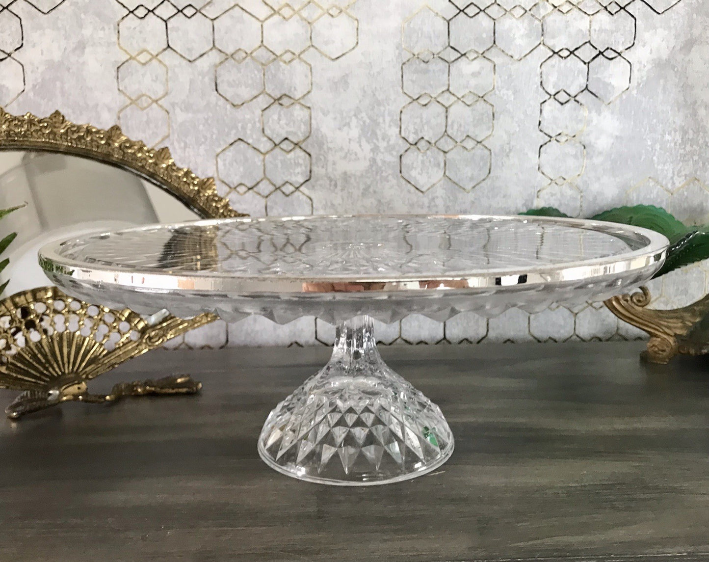 Vintage WMF Tortenständer Tortenplatte Glas Kristallglas Bleikristall Diadem