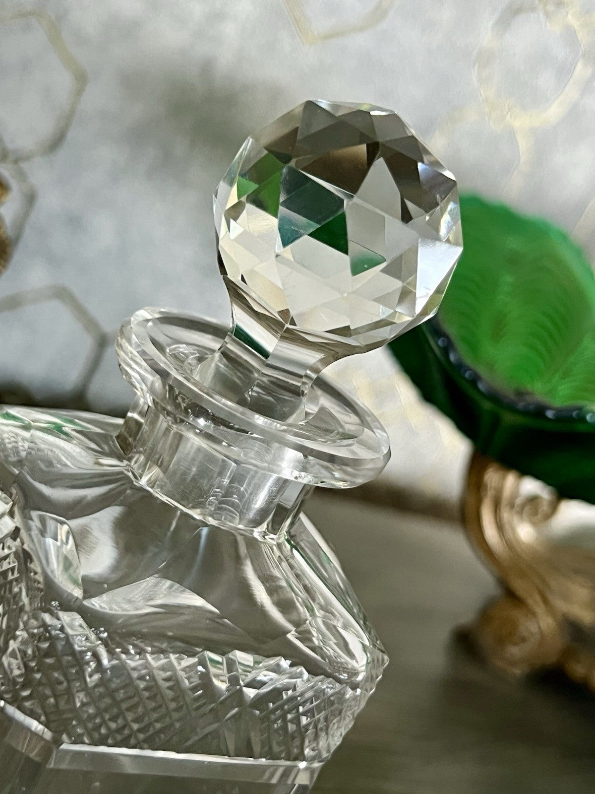 Antik Baccarat 1x Flakon Parfüm kleine Glaskaraffe Schnitt Bleikristall