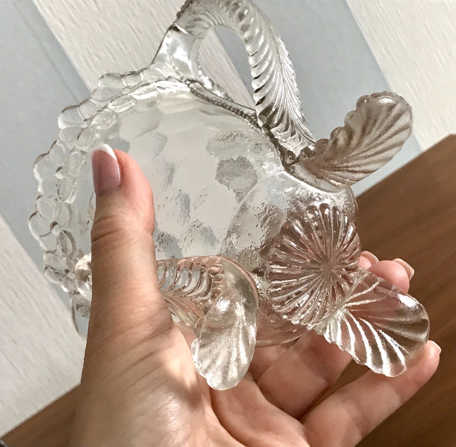 Antik Pressglas Sahnegießer Milchkännchen Kännchen Glas selten ungewöhnlich WOW