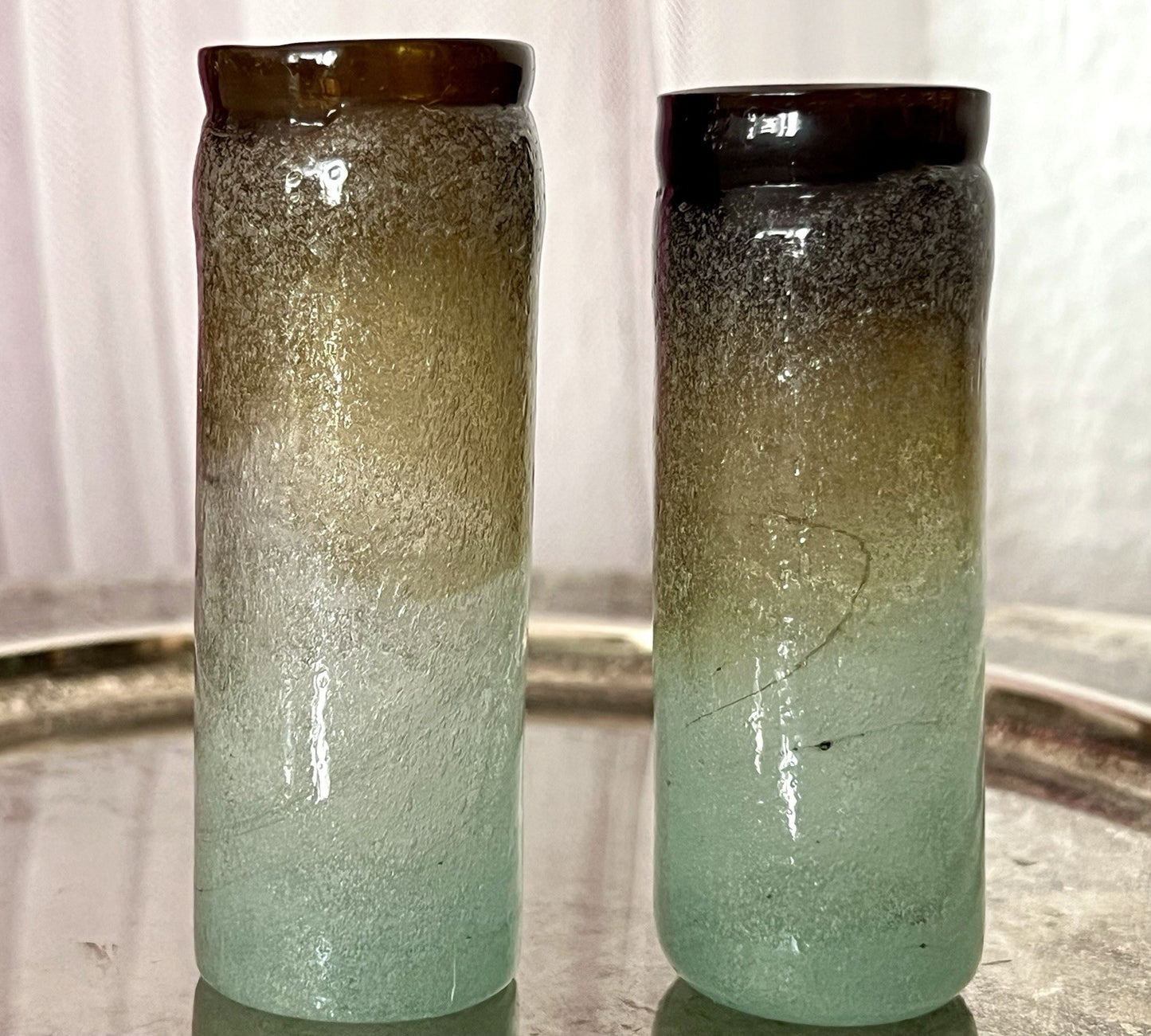 Antik 2 Schnaps Becher Glasvasen Glas Murano Pulegoso Napoleone Martinuzzi