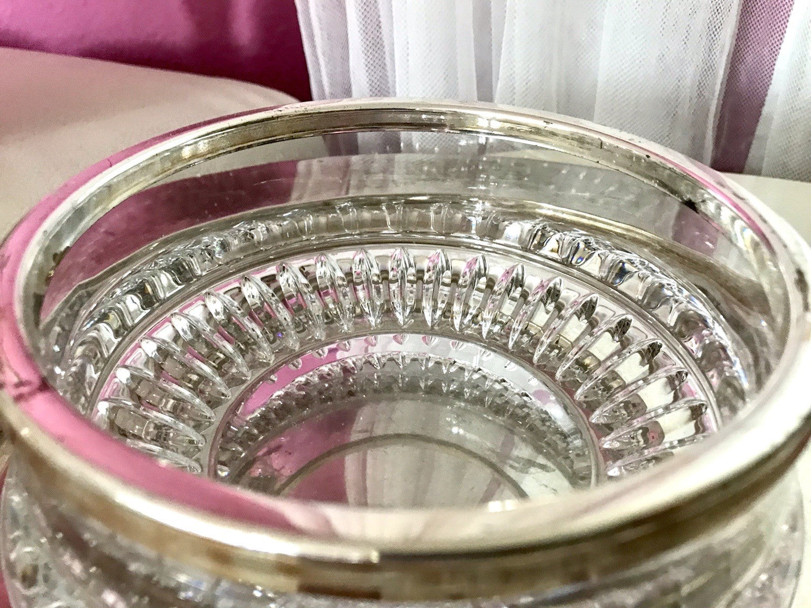 Vintage Nachtmann Glasschale Schale Glas versilberter Rand Bleikristall Europa
