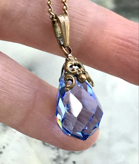 Antik Art Déco Anhänger Oresto blauer Stein Pendoloque