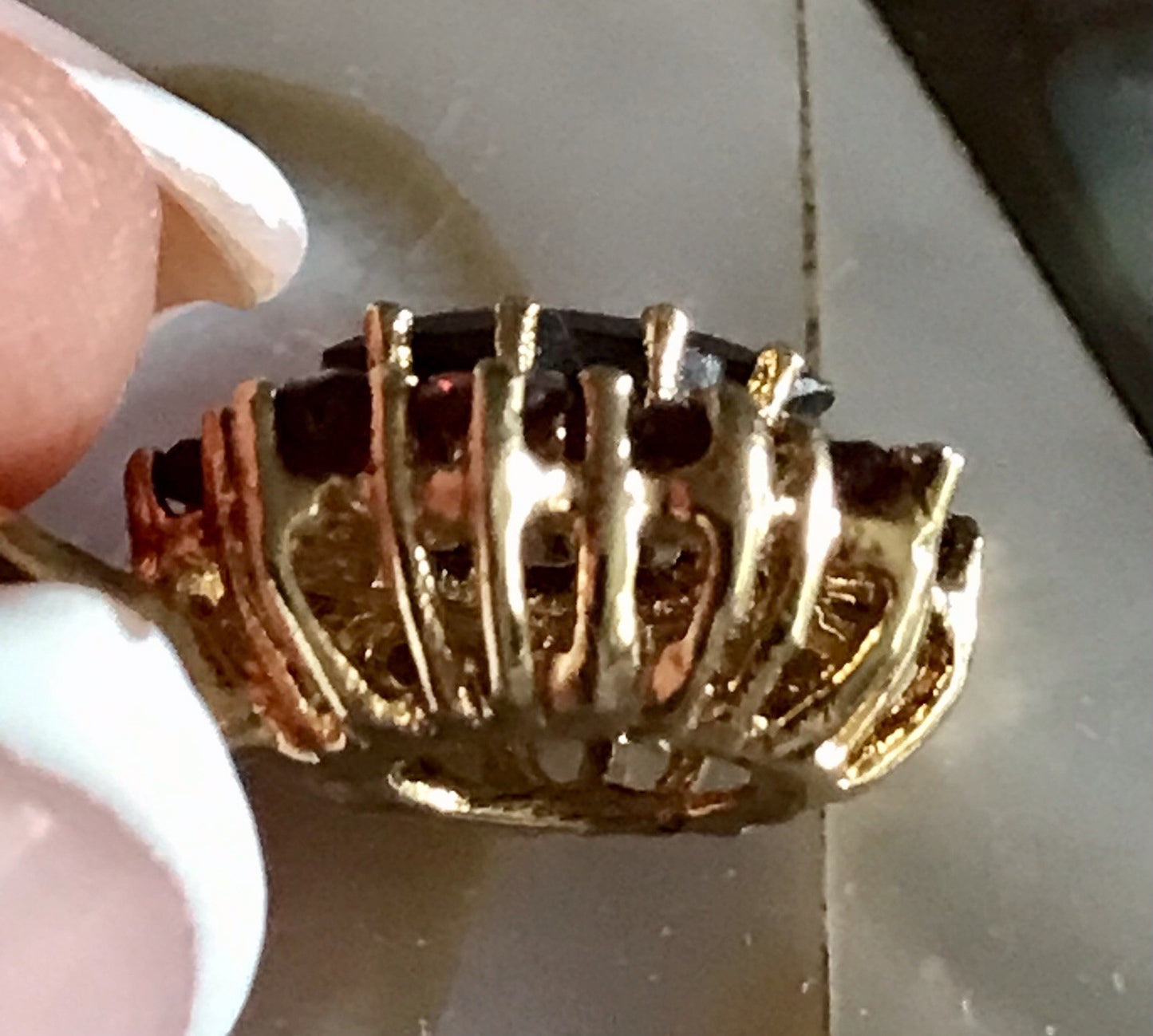 Vintage Edel Anhänger Kettenanhänger Silber vergoldet 835 SUPER Granatsteine
