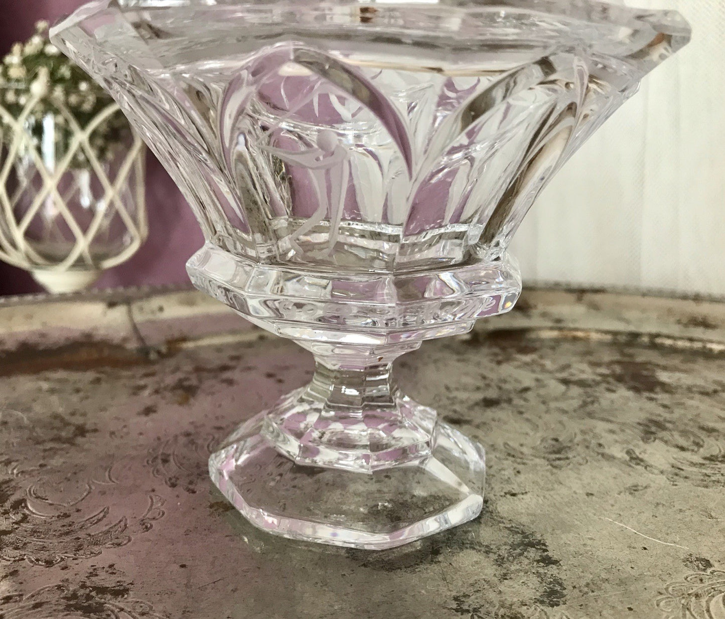 Vintage Bleikristall Deckeldose Bonboniere Glas Kristallglas Golf Pokal 1980
