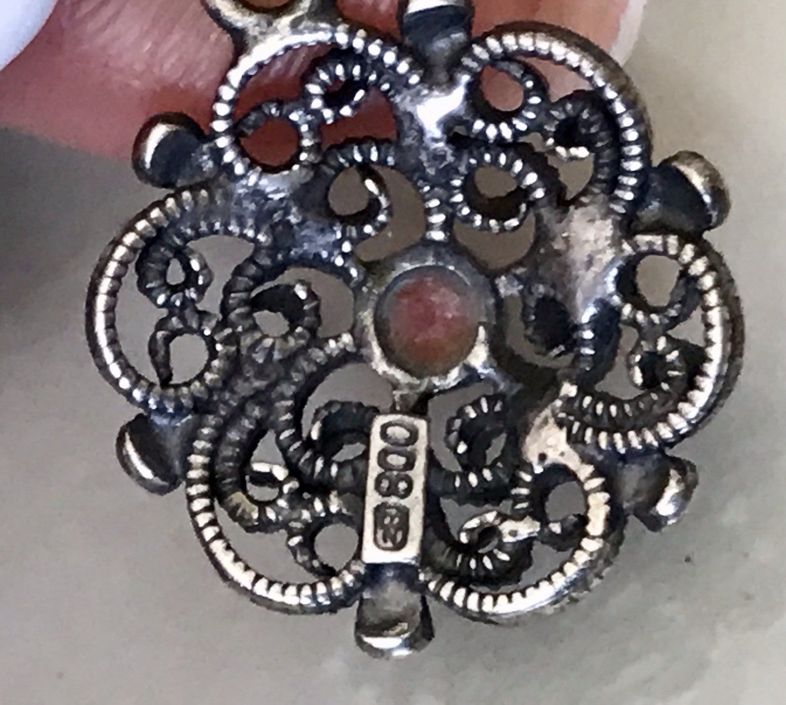 Antik Jugendstil Art Déco Anhänger 800 Silber filigran Koralle?