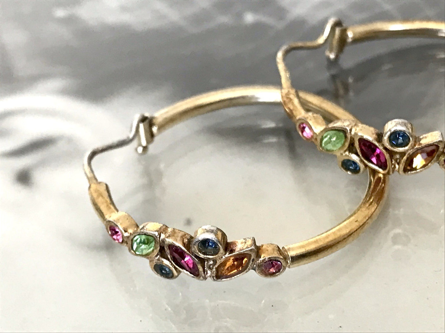 Creole Ohrringe Ohrstecker DAMEN Silber vergoldet gold Vintage Stil Edelsteine?