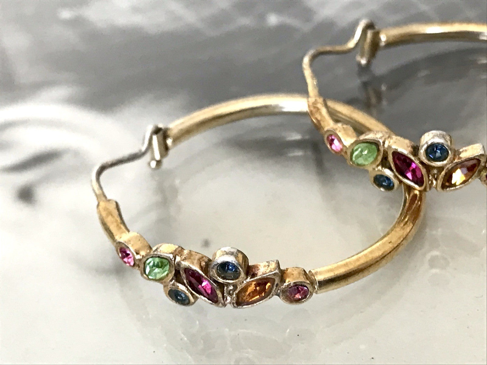 Creole Ohrringe Ohrstecker DAMEN Silber vergoldet gold Vintage Stil Edelsteine?