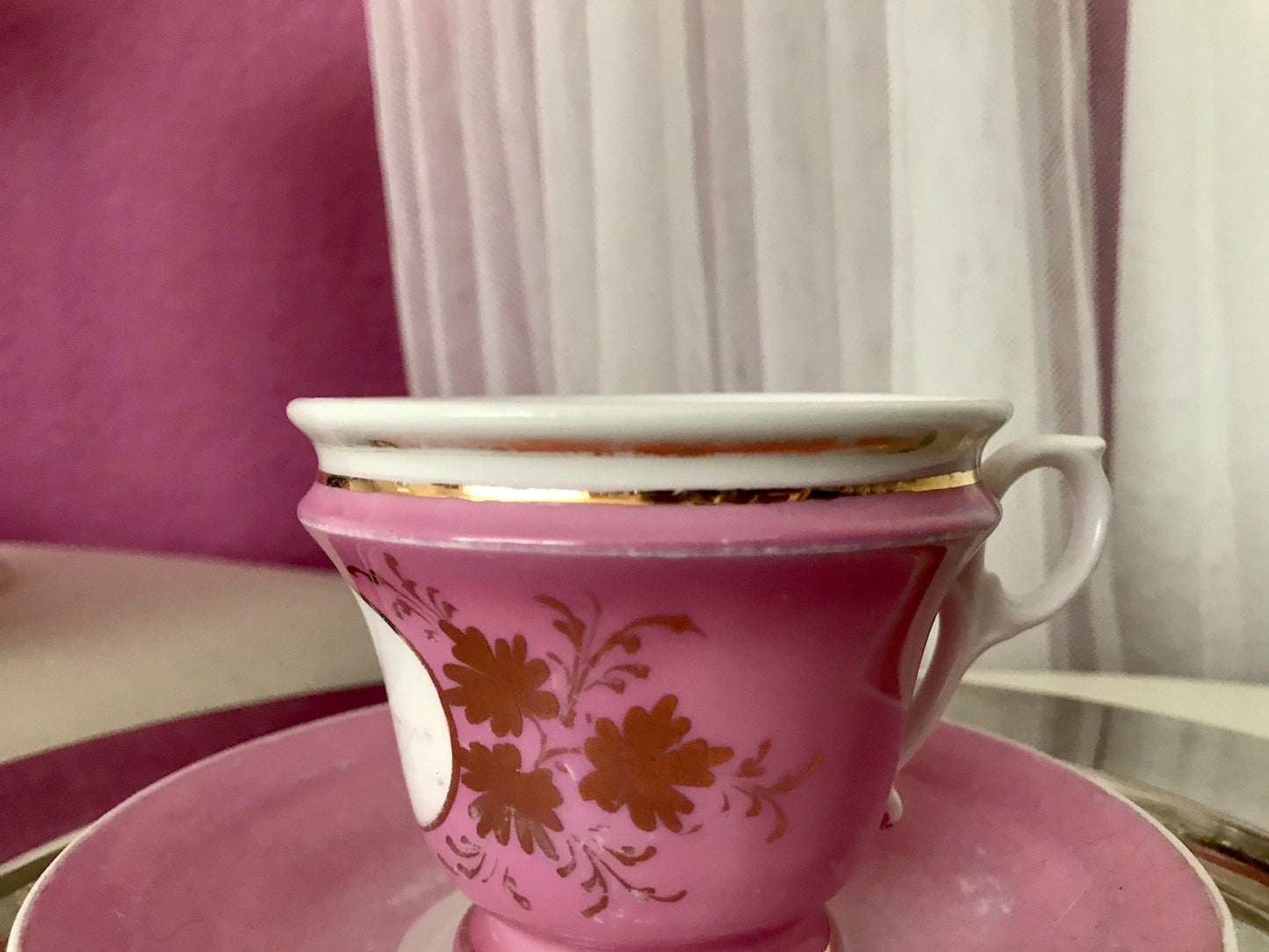 Antik Porzellan Andenken Becher Gedeck Sammeltasse Tasse „Zum Andenken“ Tielsch