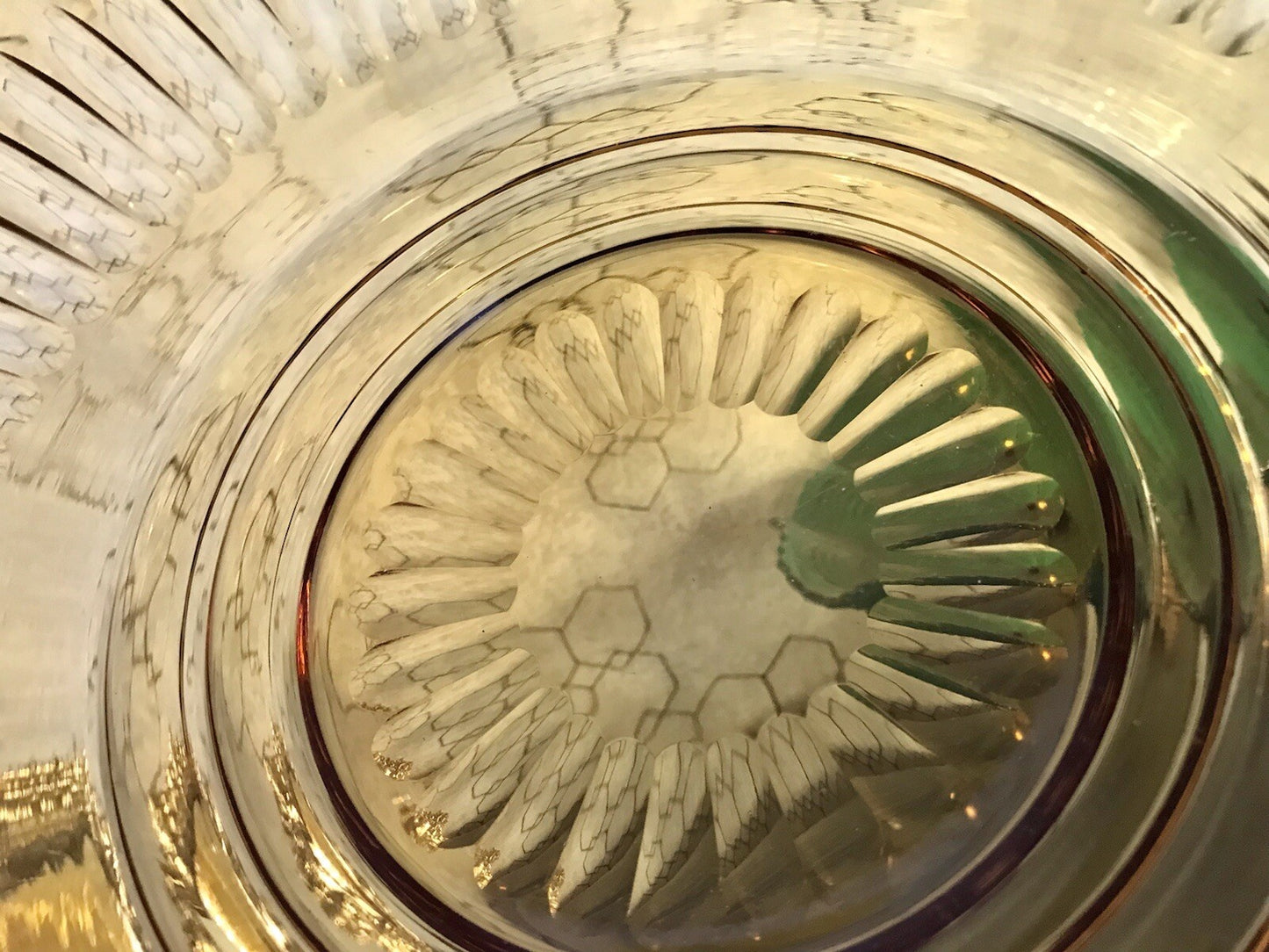 Antik Art Déco Edel Designer Kristallglas Schale Glasschale Bernstein Farbe Gelb