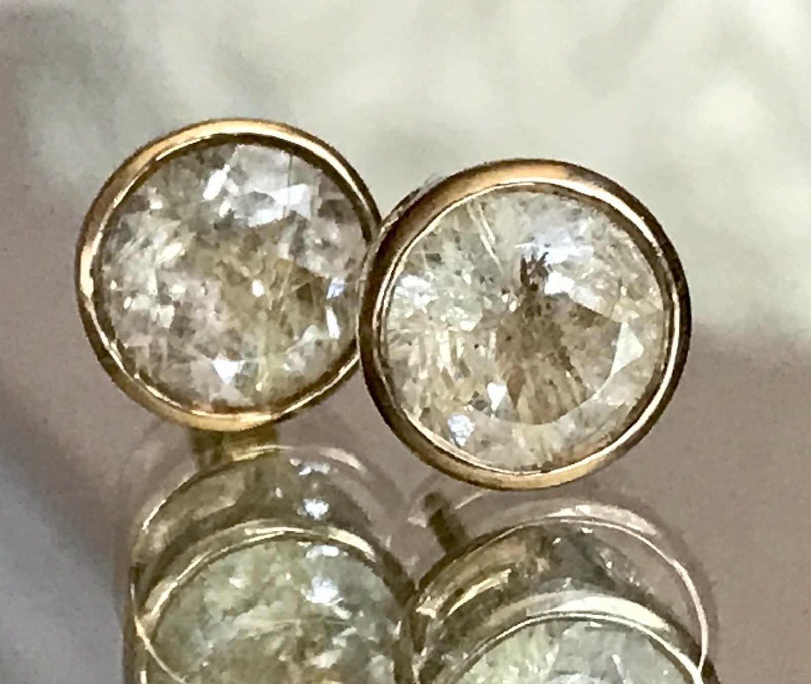 Ohrringe Ohrstecker DAMEN Silber vergoldet gold Bergkristall? Einschlüsse