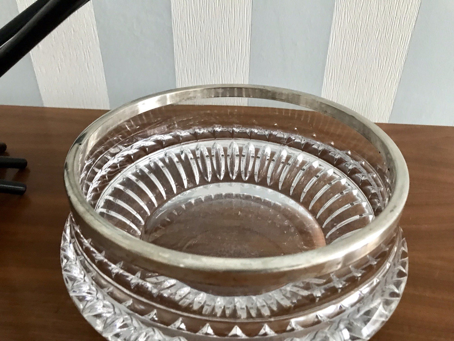 Vintage Glasschale Schale Glas versilbert Rand Kristallglas Bleikristall Europa