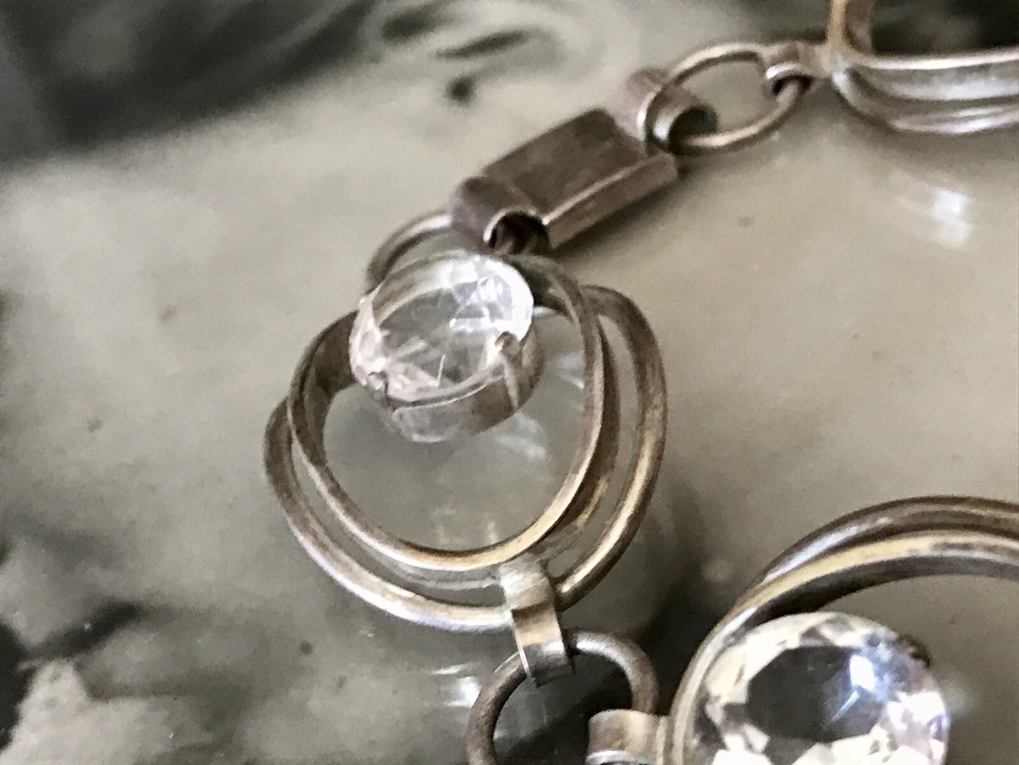 Alt Vintage 60er Armband 835 Silber  farblose Steine wunderschön!
