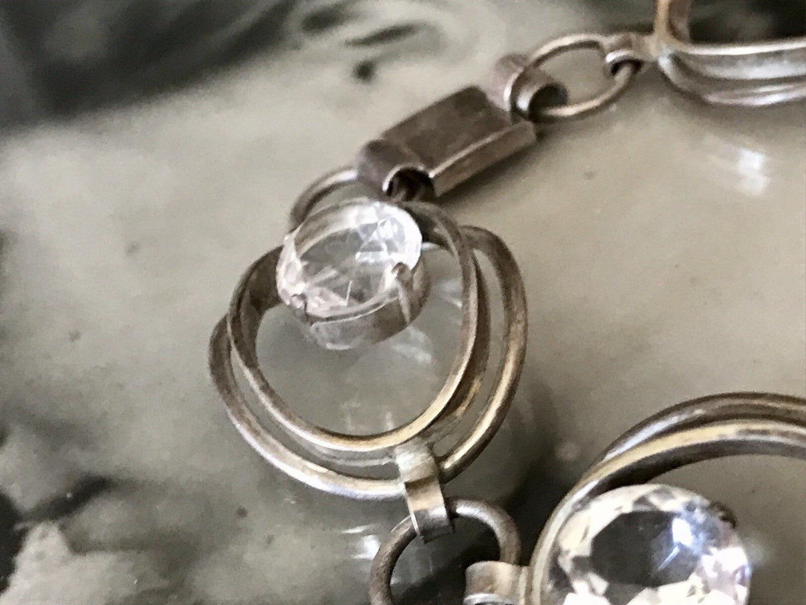 Alt Vintage 60er Armband 835 Silber  farblose Steine wunderschön!