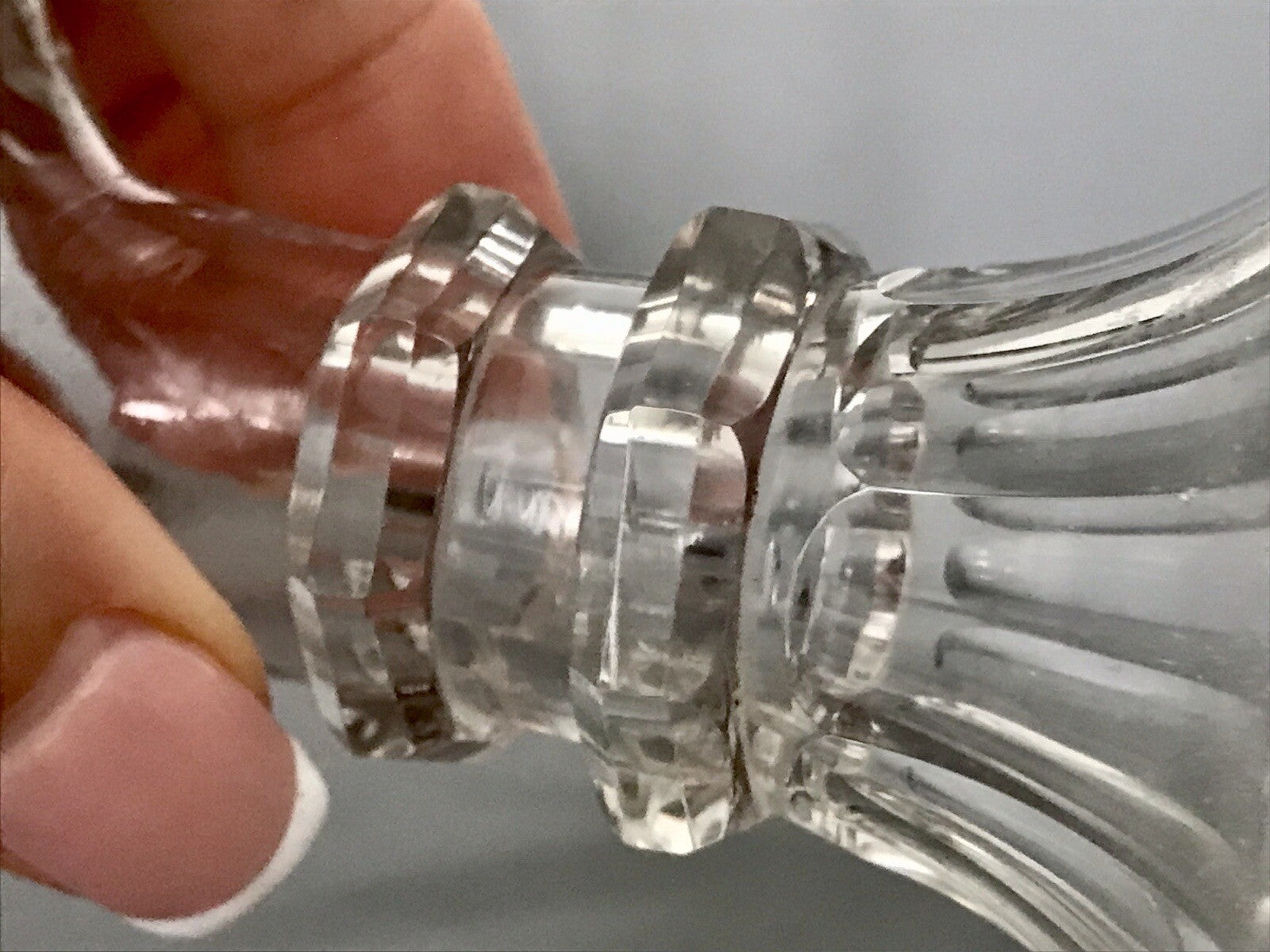 Antik Biedermeier kleine Karaffe Weinkaraffe Dekanter Glas Flächenschliff kantig