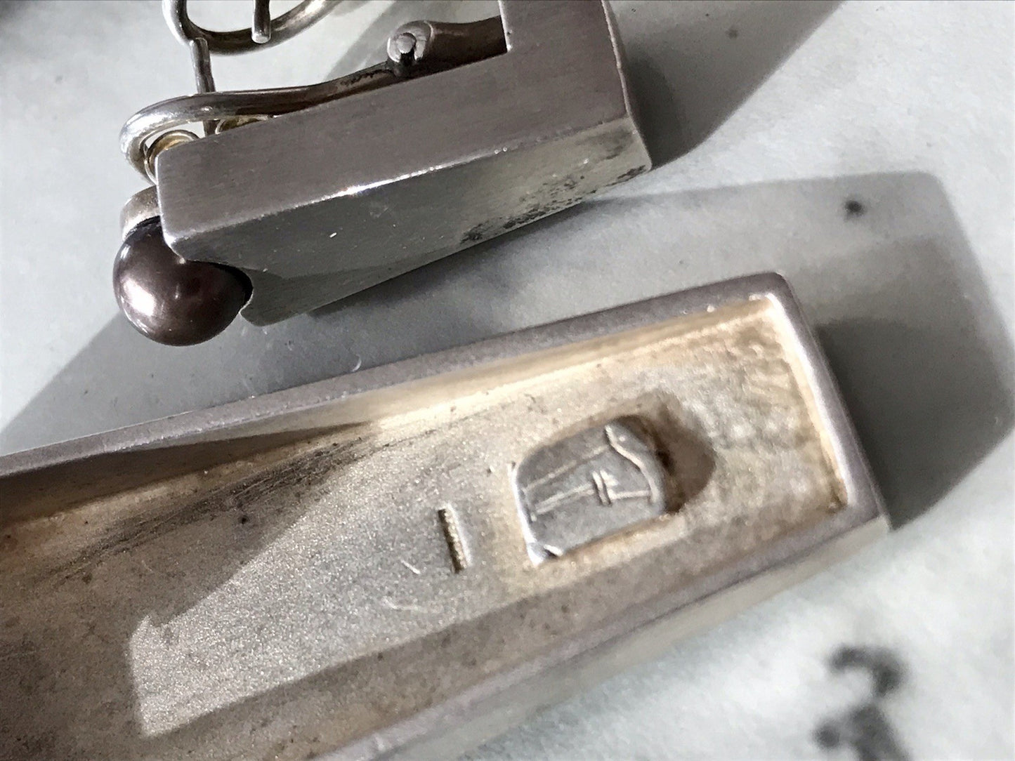 Damen Set Designer Schmuck Anhänger Ohrringe Silber 925 NW modernistisch Perle