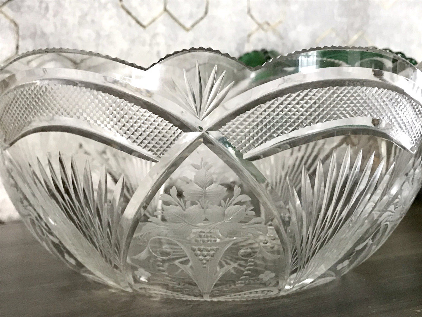Antik Jugendstil SEHR EDEL Glasschale Schale Kristallglas Glas Schliff geätzt?