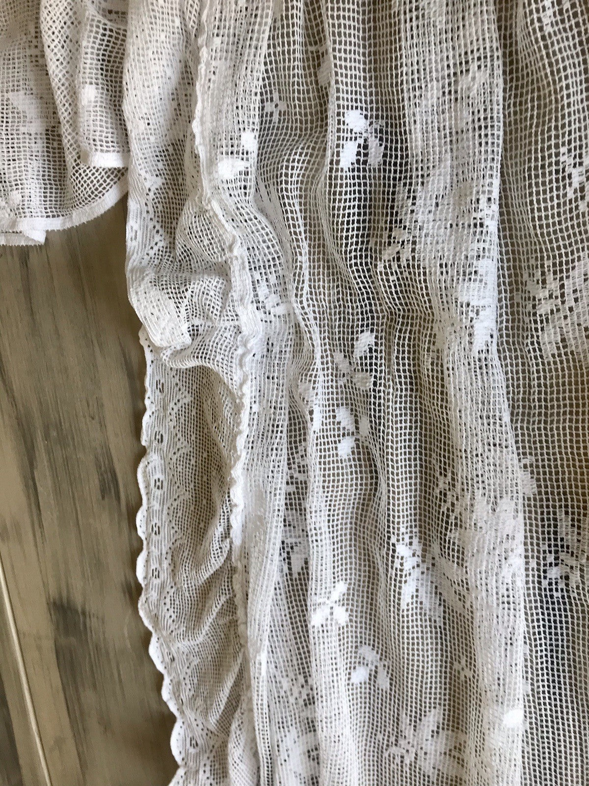 Antik Set 5tlg Fenster Gardine Vorhang Volant Baumwolle Musselin? Filetspitze