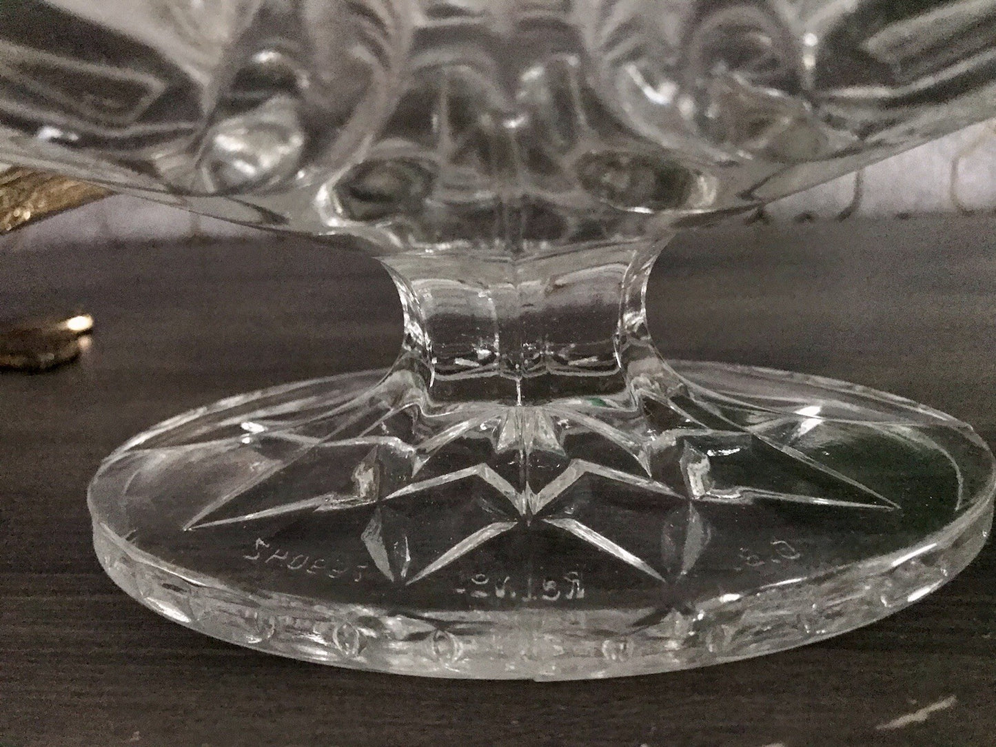 Antik Art Déco Pressglas Glas Schale Fußschale Tafelaufsatz England Jardiniere