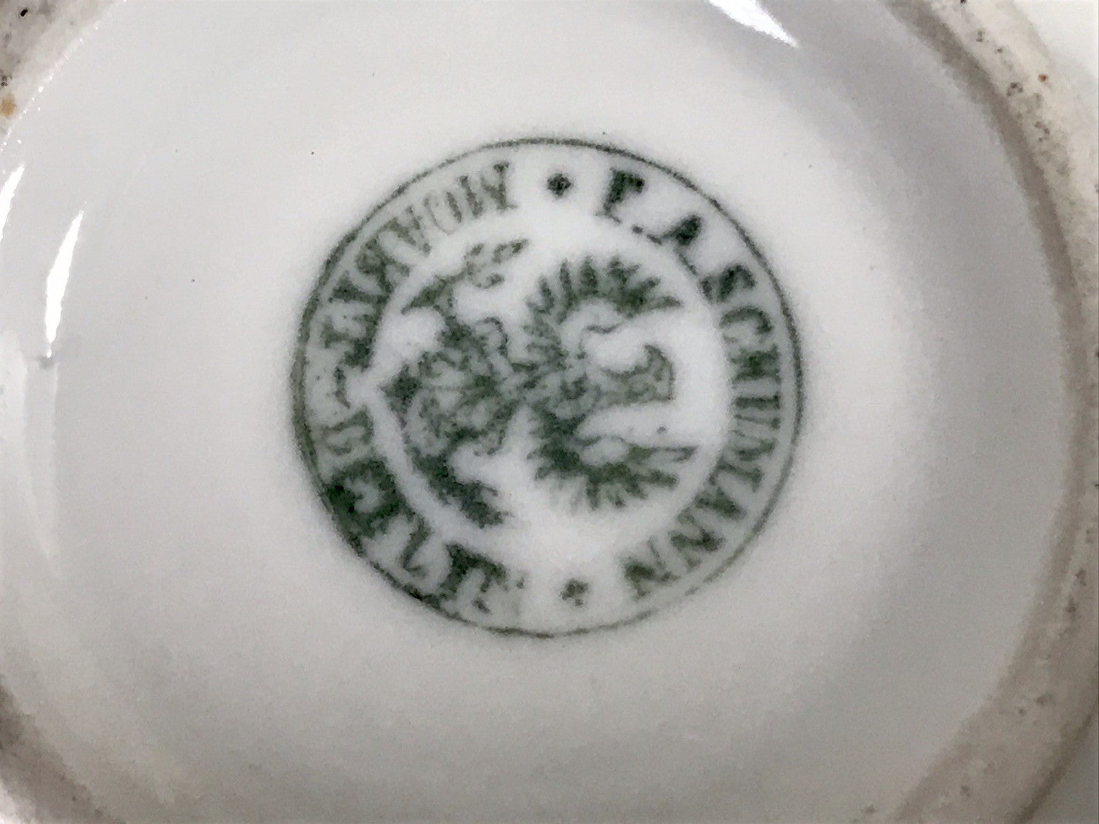 Antik Historismus Porzellan Kaffeeservice Mokkaservice weiß grün Schumann Moabit