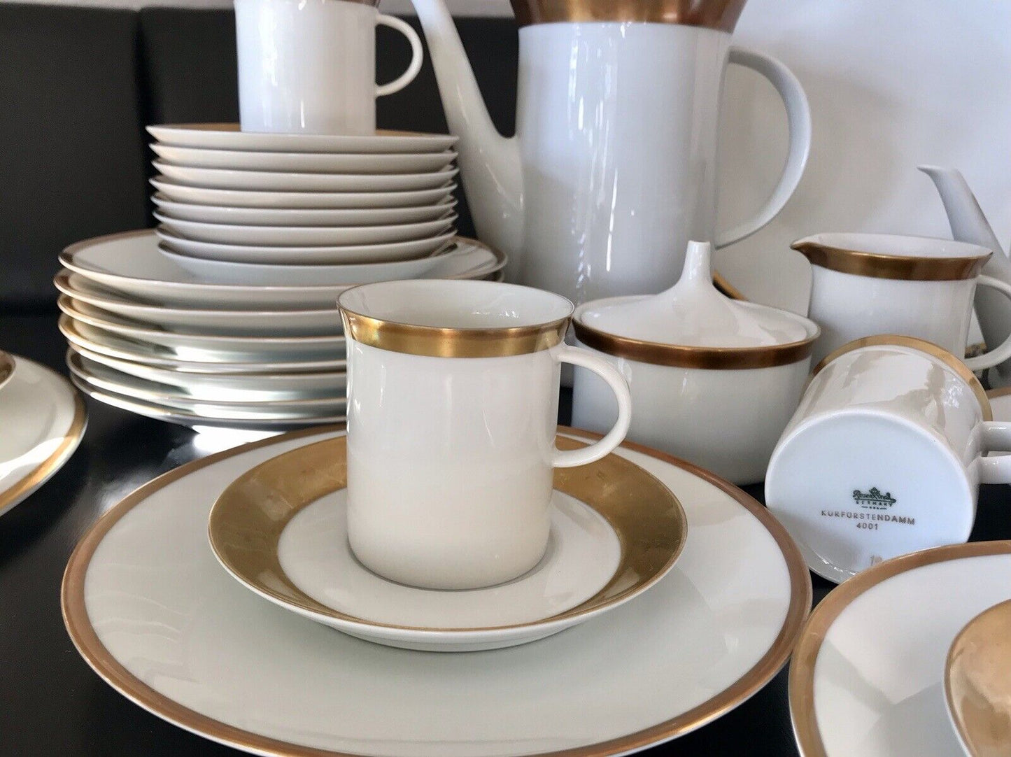 Vintage 60er Rosenthal Porzellan Kaffeeservice weiß gold Kurfürstendamm Studio
