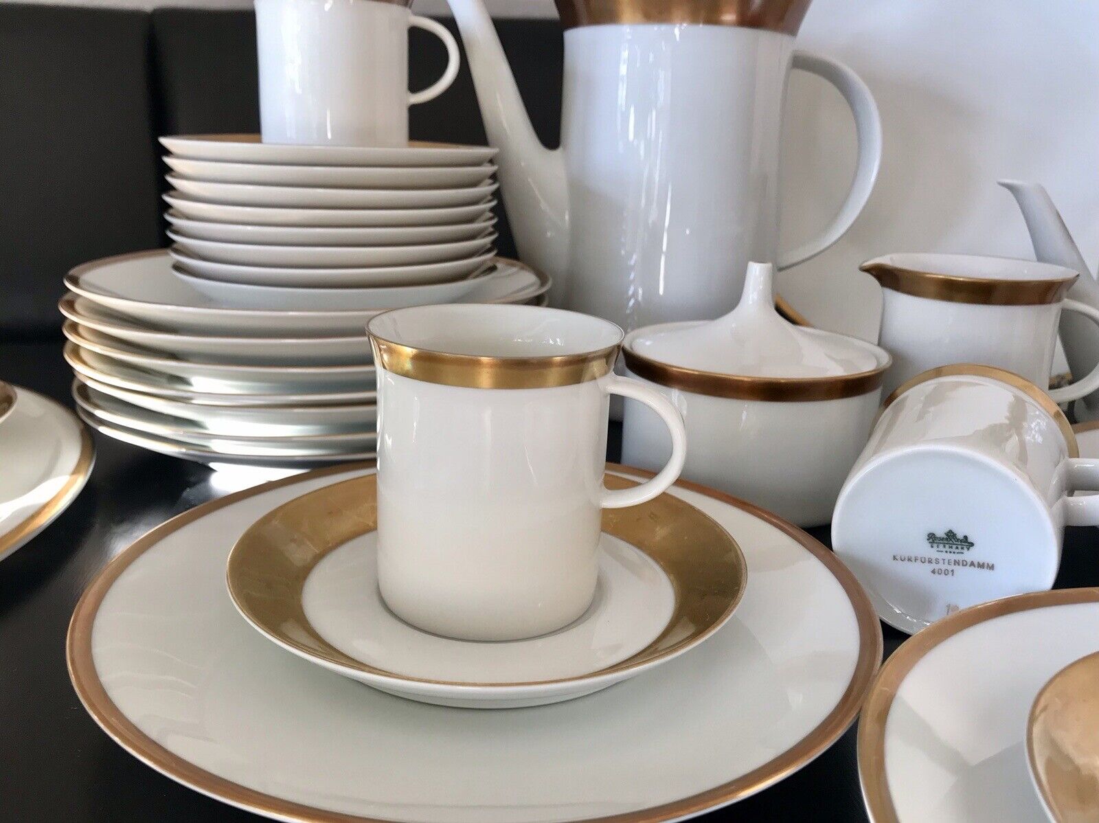 Vintage 60er Rosenthal Porzellan Kaffeeservice weiß gold Kurfürstendamm Studio