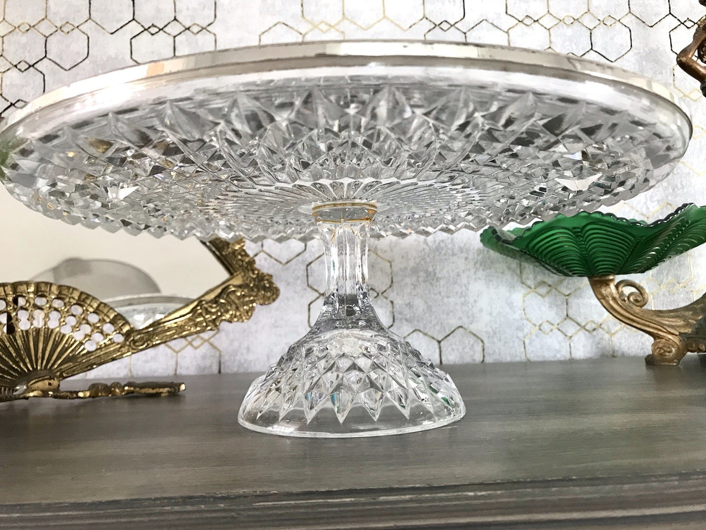 Vintage WMF Tortenständer Tortenplatte Glas Kristallglas Bleikristall Diadem