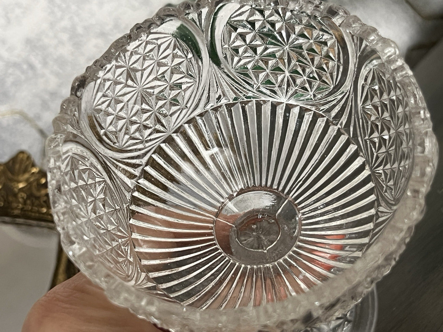 Antik Jugendstil Pressglas Glas Fußschale Schale Zuckerschale