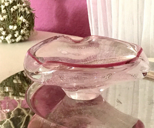 Murano 60er 70er Jahre Schale Glas rosa rot So Schön! Schaum Luftblasen