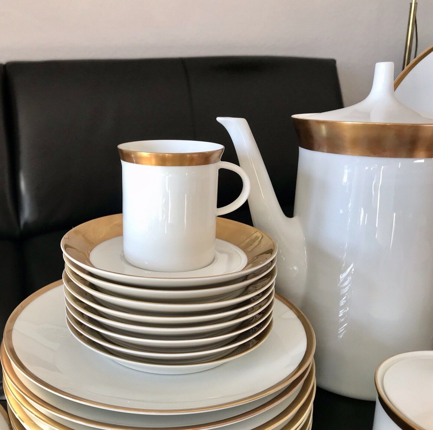 Vintage 60er Rosenthal Porzellan Kaffeeservice weiß gold Kurfürstendamm Studio