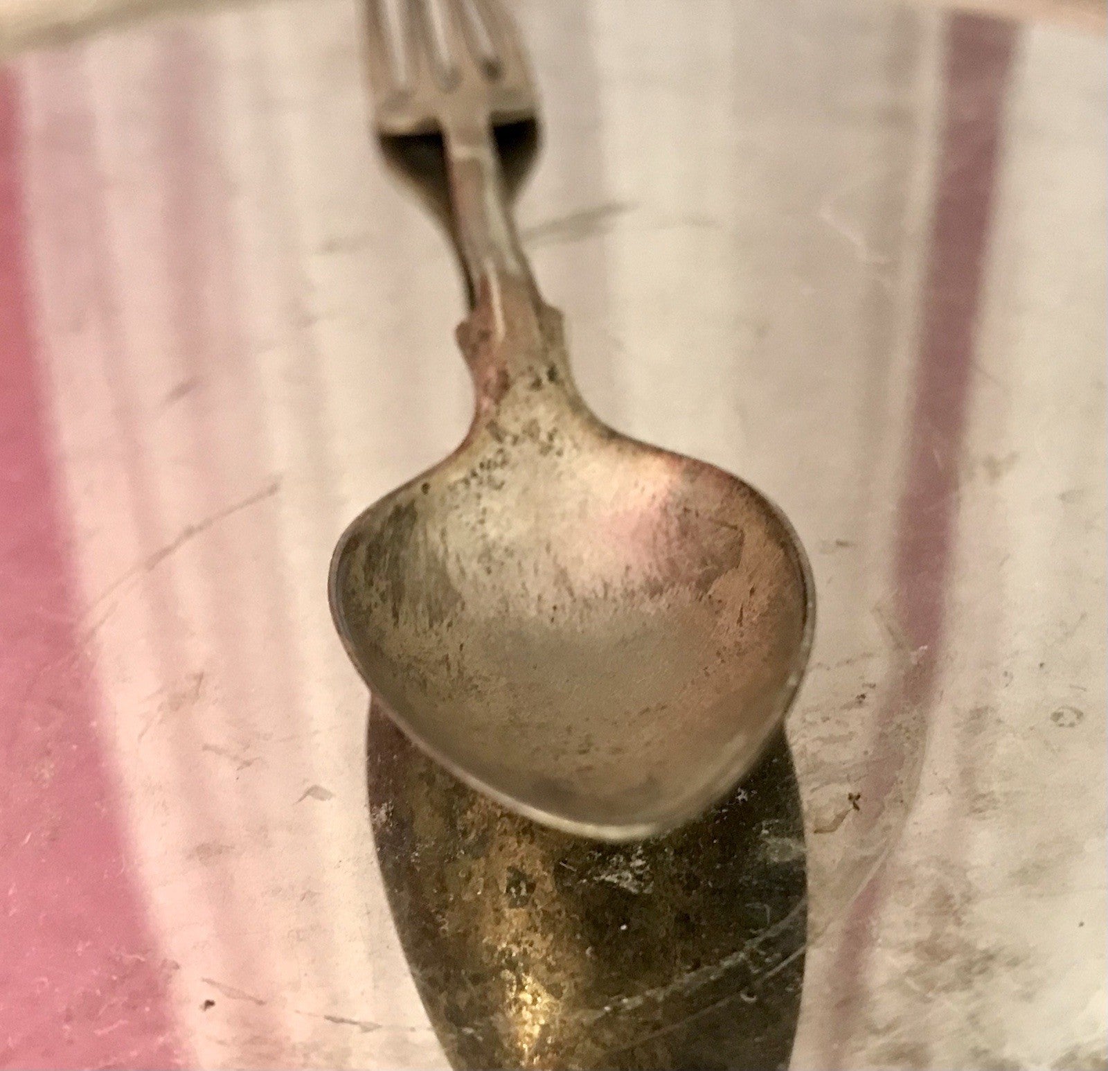 Antik Rarität Gaffel Löffel und Gabel in einem versilbert