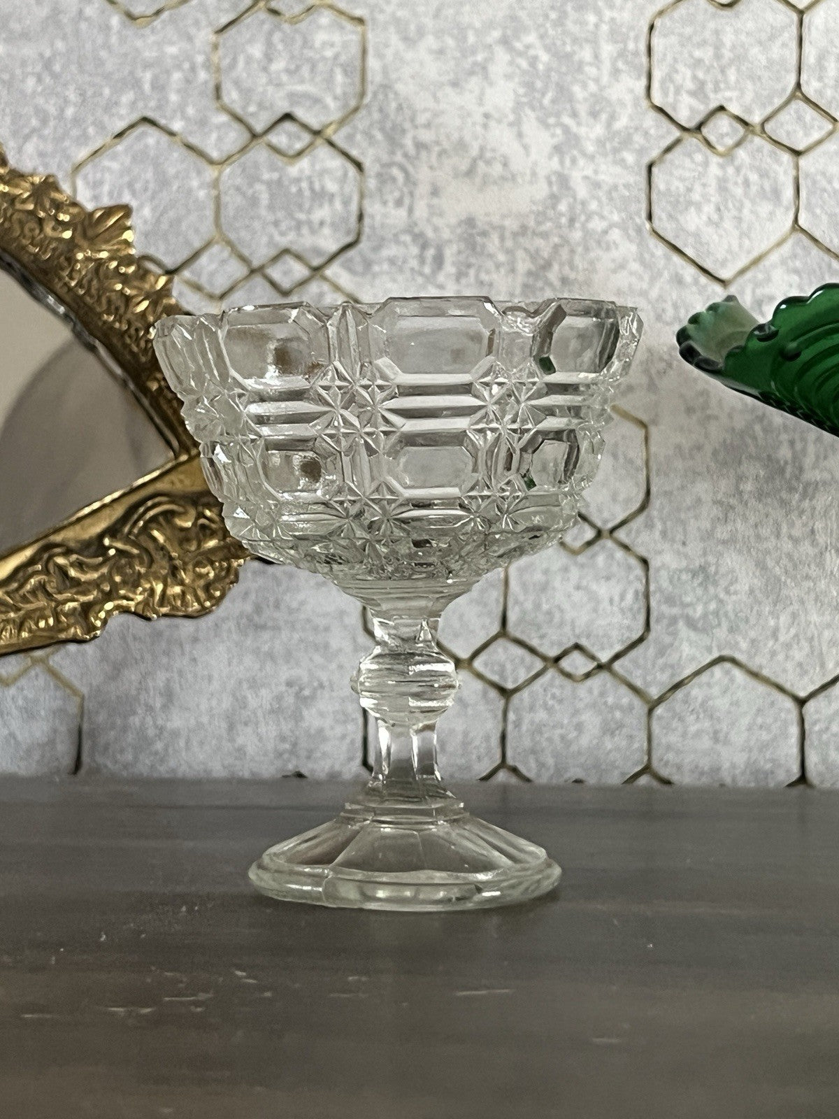 Antik Jugendstil Art Déco Pressglas Glas Fußschale Schale Zuckerschale