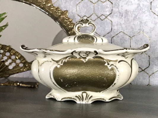 Antik Art Déco Porzellan Dose 02 Deckeldose Schatulle Bonboniere Neu-Tettau 1930