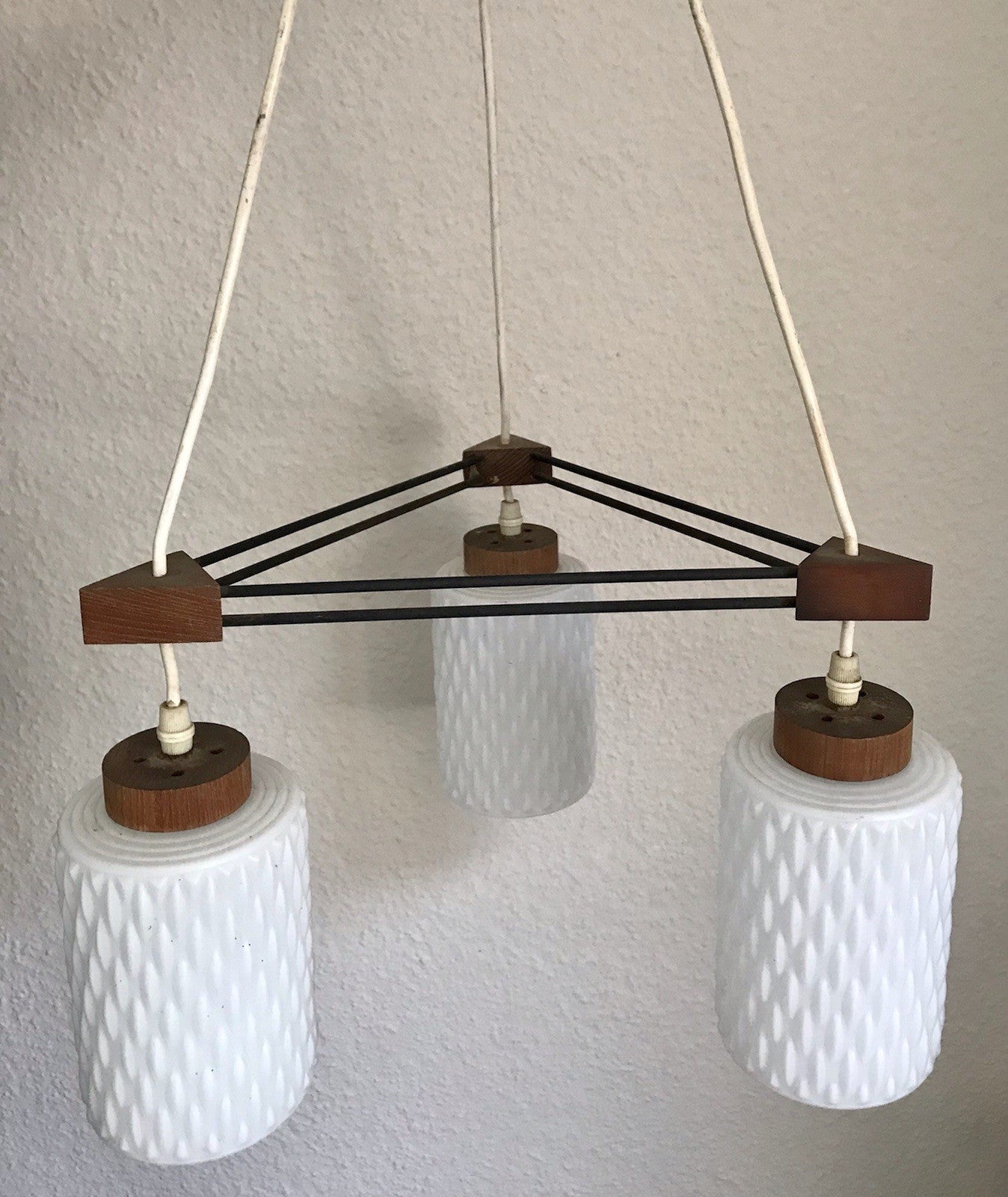 Vintage Alt 60er Leuchte Deckenleuchte Lampe Leuchte String Ära MCM Teak Tripple