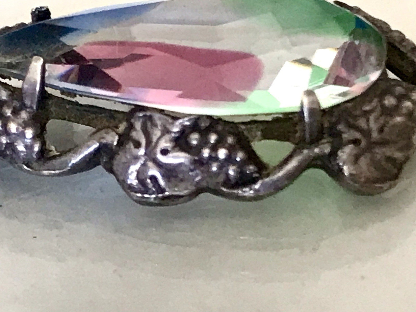 Antik Art Déco Edel Anhänger Kettenanhänger Silber 835 SUPER Rheinkiesel