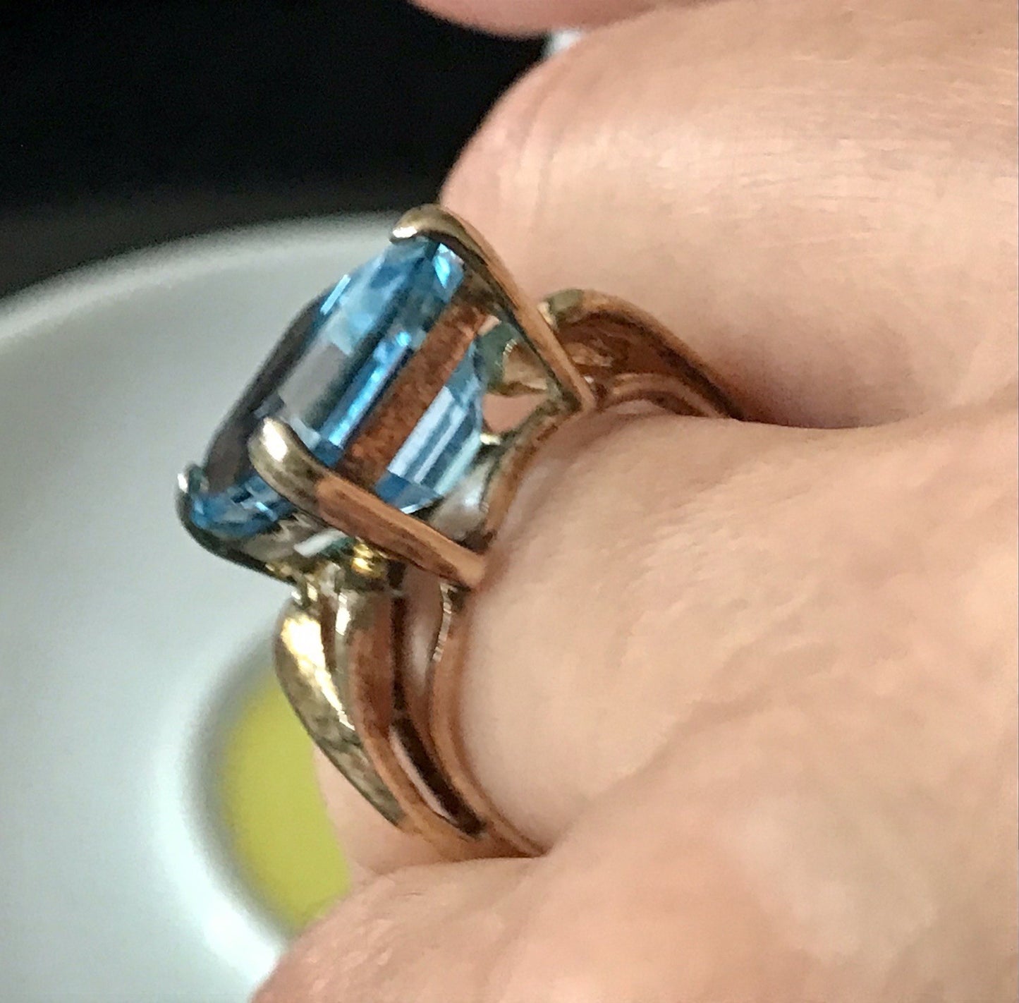 Vintage alt Damen Ring blauer Stein Silber vergoldet 925 Gr.56 17,8 wunderschön!