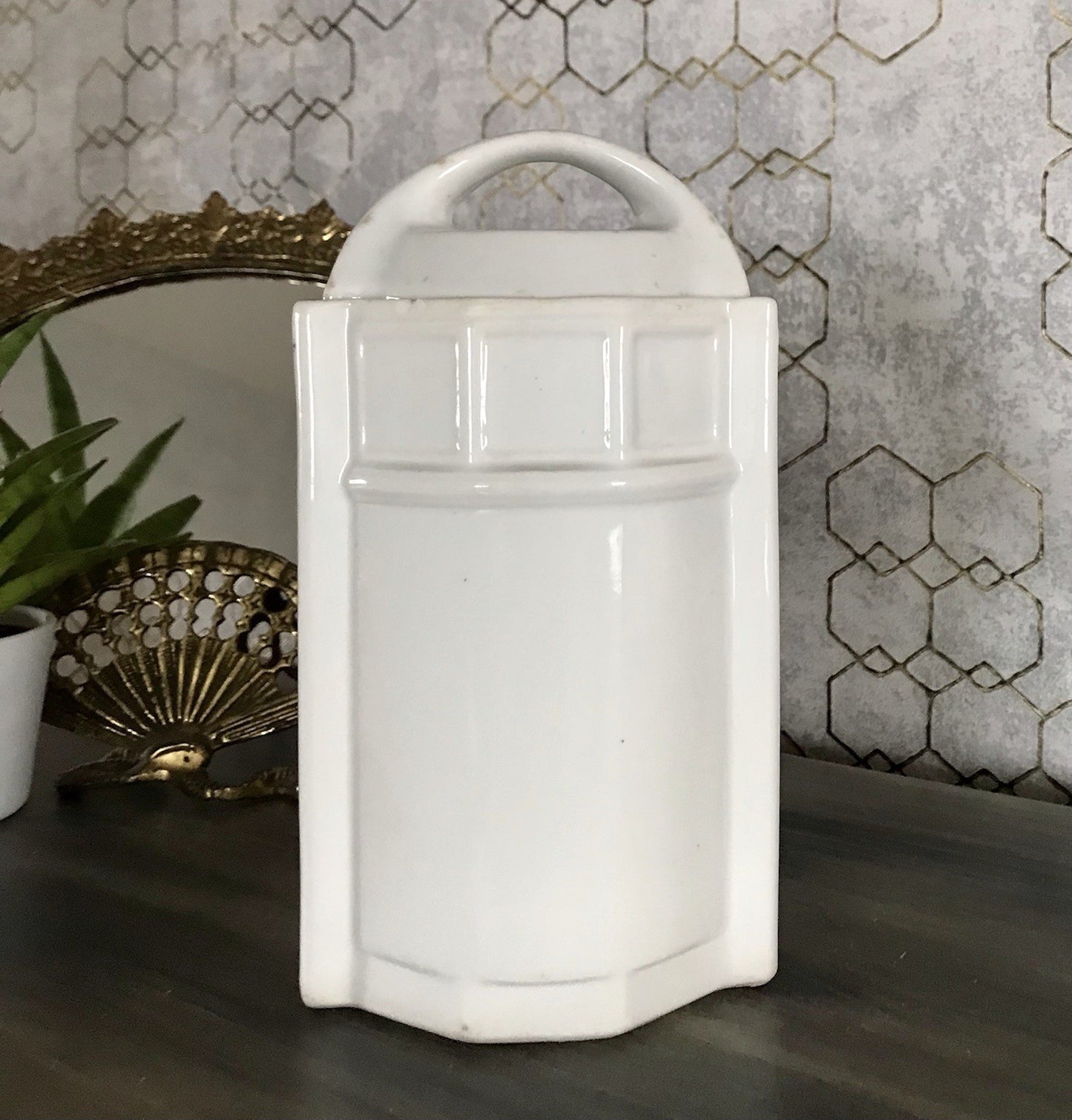 Antik Porzellan Dose Vorratsgefäß Vorratsdose Graupen Rosen Jugendstil Art Déco