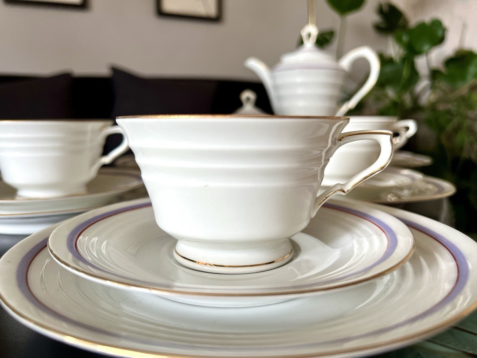 Antik Art Déco Porzellan Kaffeeservice Service 5 Personen Eschenbach
