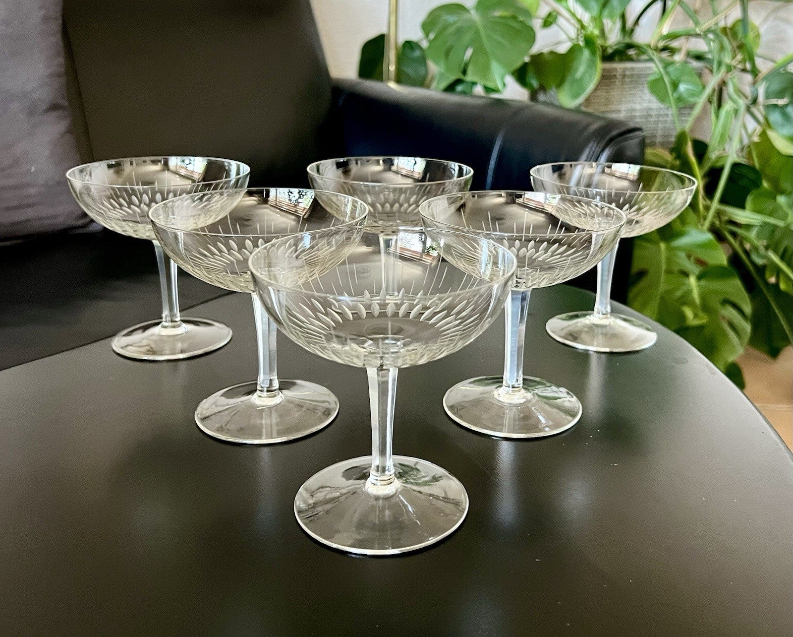 Vintage 60er  4 Champagnerschalen Sektschalen Kristallglas