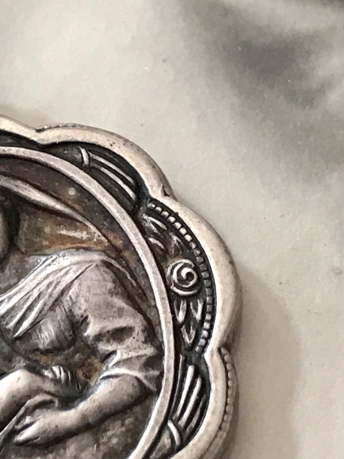 Antik Edel Anhänger Kettenanhänger Silber christlich Maria Mutter Gottes Jesus