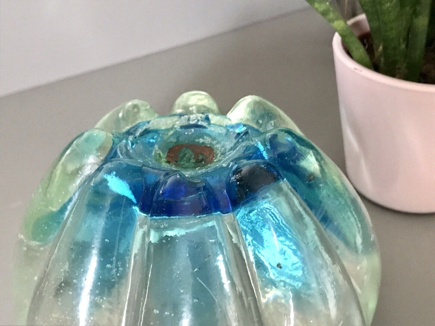 Antik ? Murano ? Schale Glasvase Glas türkis blau seidig schimmernd Lüster