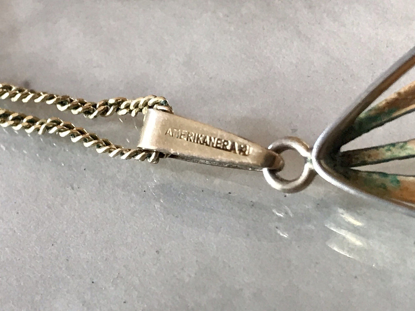 Vintage Designer Anhänger Perle Amerik. Doublè vergoldet