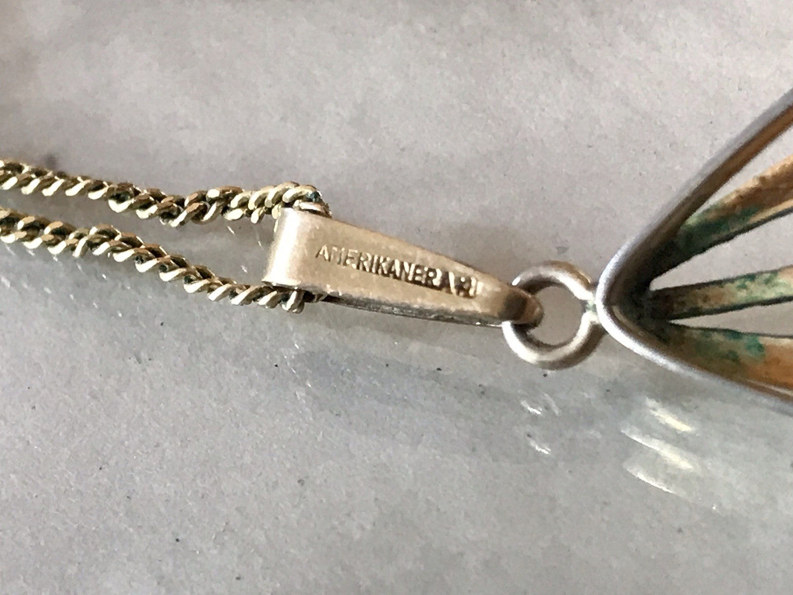 Vintage Designer Anhänger Perle Amerik. Doublè vergoldet