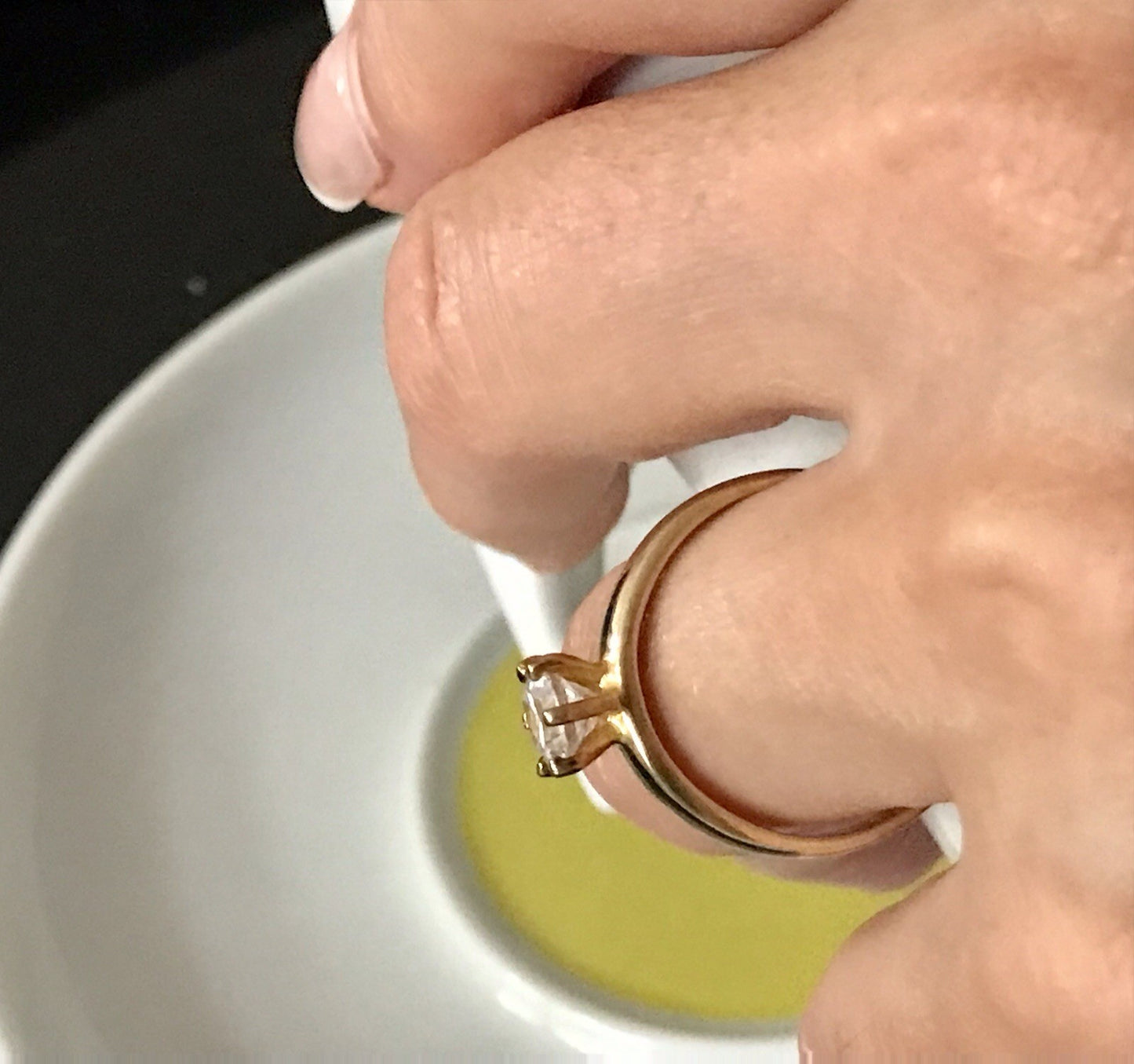 Vintage alt Damen Ring Silber 925 Gr.60 farbloser Stein Solitär 19,1 vergoldet